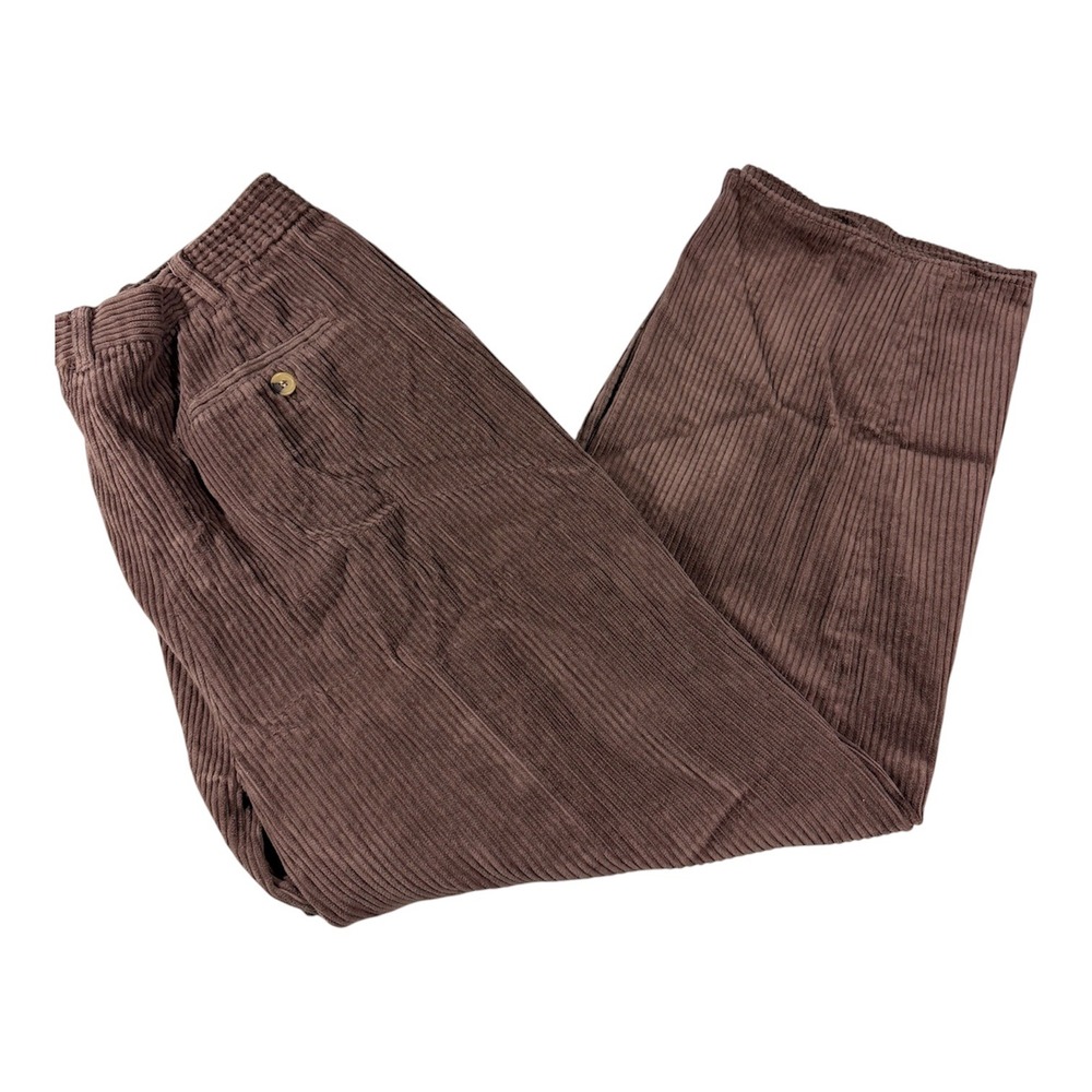 Appleseed's Corduroy Trousers Womens 16 Brown Wide Wale High Rise Straight Leg